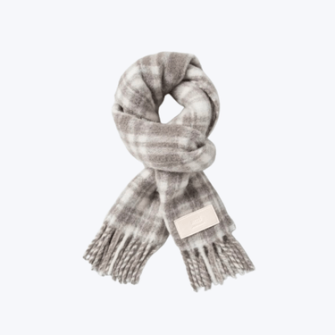 Oversize Check Ami Scarf - Ivory/Clay